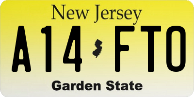 NJ license plate A14FTO