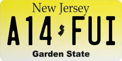 NJ license plate A14FUI