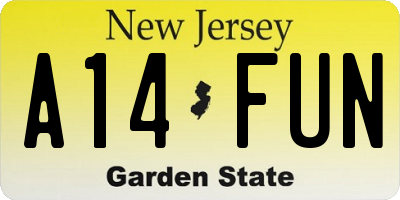 NJ license plate A14FUN