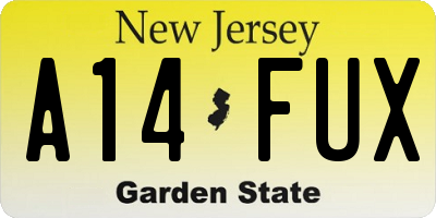 NJ license plate A14FUX