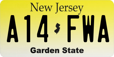 NJ license plate A14FWA