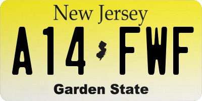 NJ license plate A14FWF