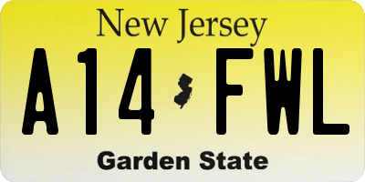 NJ license plate A14FWL
