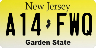 NJ license plate A14FWQ
