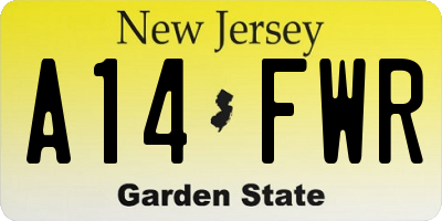 NJ license plate A14FWR