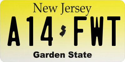 NJ license plate A14FWT