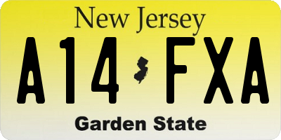 NJ license plate A14FXA