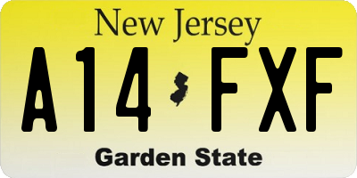 NJ license plate A14FXF
