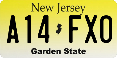 NJ license plate A14FXO