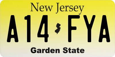 NJ license plate A14FYA