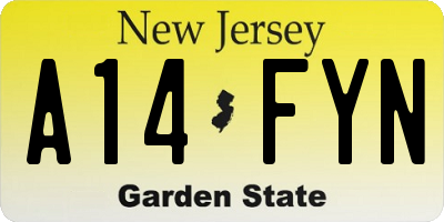 NJ license plate A14FYN