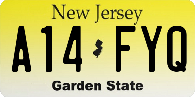 NJ license plate A14FYQ
