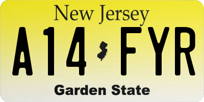 NJ license plate A14FYR