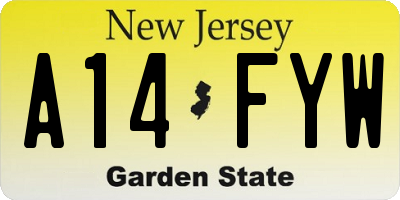 NJ license plate A14FYW