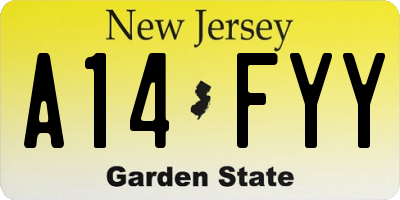 NJ license plate A14FYY