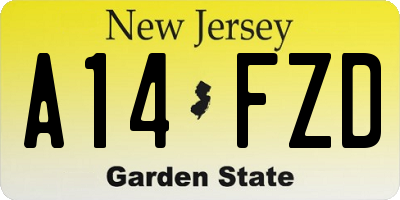 NJ license plate A14FZD