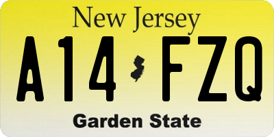 NJ license plate A14FZQ