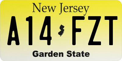 NJ license plate A14FZT