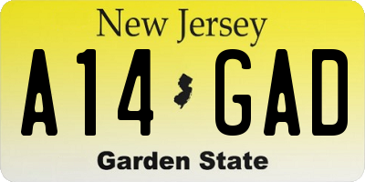 NJ license plate A14GAD