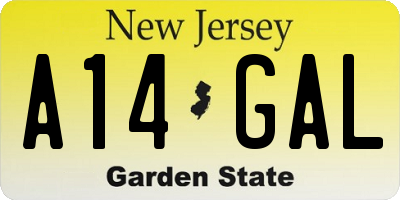 NJ license plate A14GAL