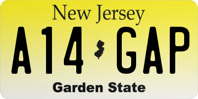 NJ license plate A14GAP