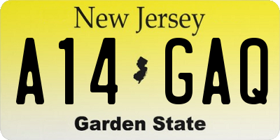 NJ license plate A14GAQ