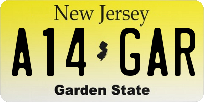 NJ license plate A14GAR