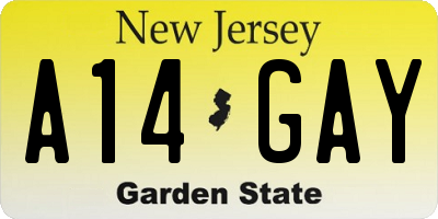 NJ license plate A14GAY