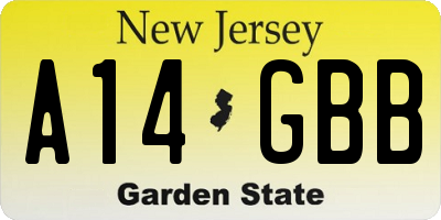 NJ license plate A14GBB