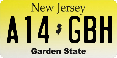 NJ license plate A14GBH