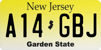 NJ license plate A14GBJ