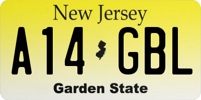 NJ license plate A14GBL
