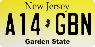 NJ license plate A14GBN