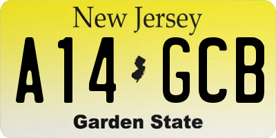 NJ license plate A14GCB