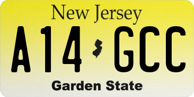 NJ license plate A14GCC