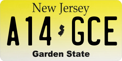 NJ license plate A14GCE
