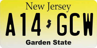 NJ license plate A14GCW