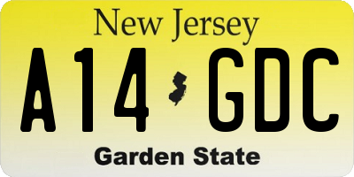 NJ license plate A14GDC