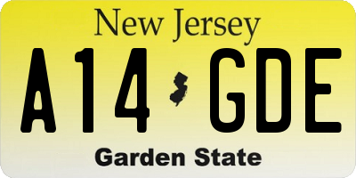 NJ license plate A14GDE