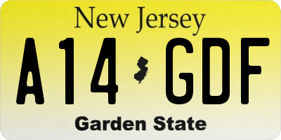NJ license plate A14GDF