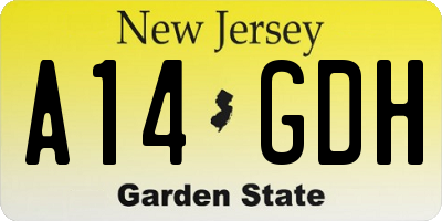 NJ license plate A14GDH