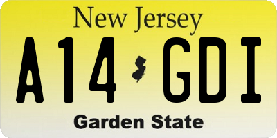 NJ license plate A14GDI
