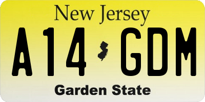 NJ license plate A14GDM