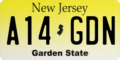 NJ license plate A14GDN