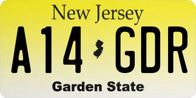 NJ license plate A14GDR