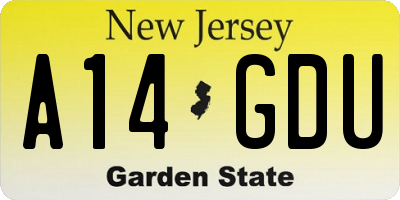 NJ license plate A14GDU