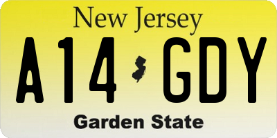 NJ license plate A14GDY