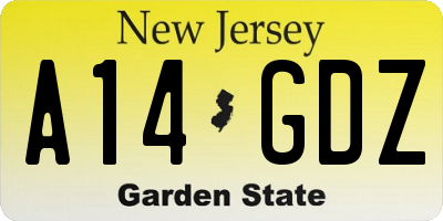 NJ license plate A14GDZ
