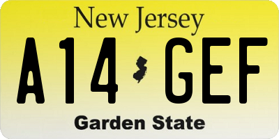 NJ license plate A14GEF