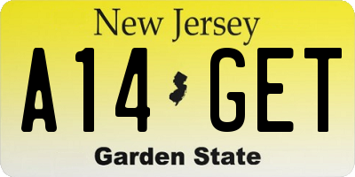 NJ license plate A14GET